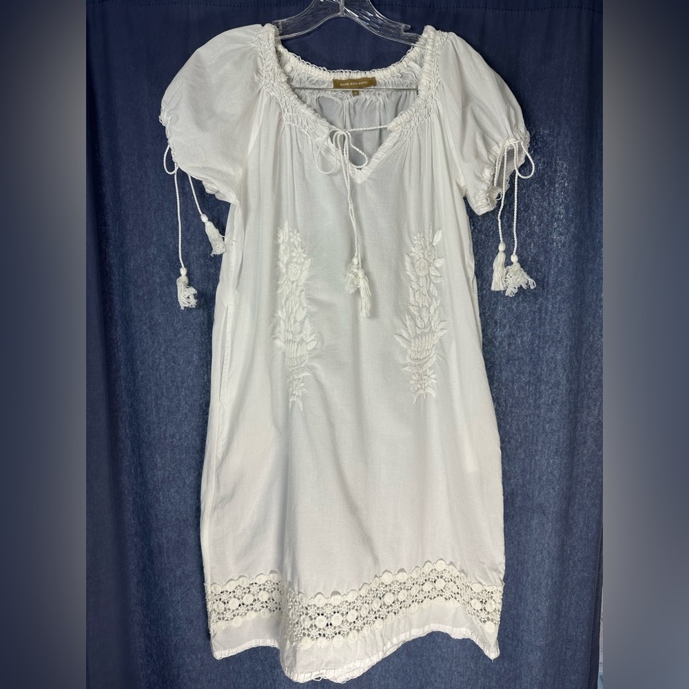 Gorgeous Rose and Rose White Embroidered Women's Dress Lace Resort Boho Sz Small